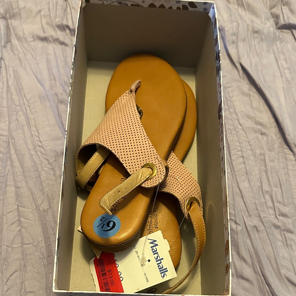 Tan and Pink Sandals
